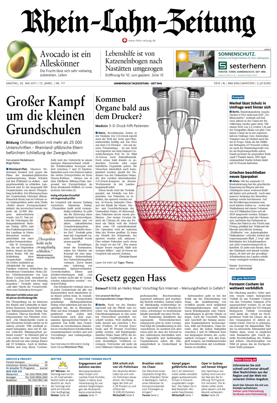 Rhein-Lahn-Zeitung vom Samstag, 20.05.2017
