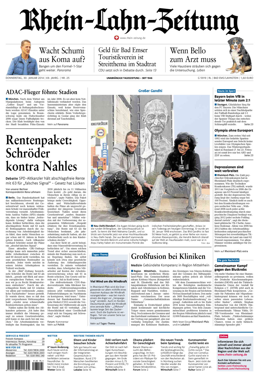 Rhein-Lahn-Zeitung vom Donnerstag, 30.01.2014