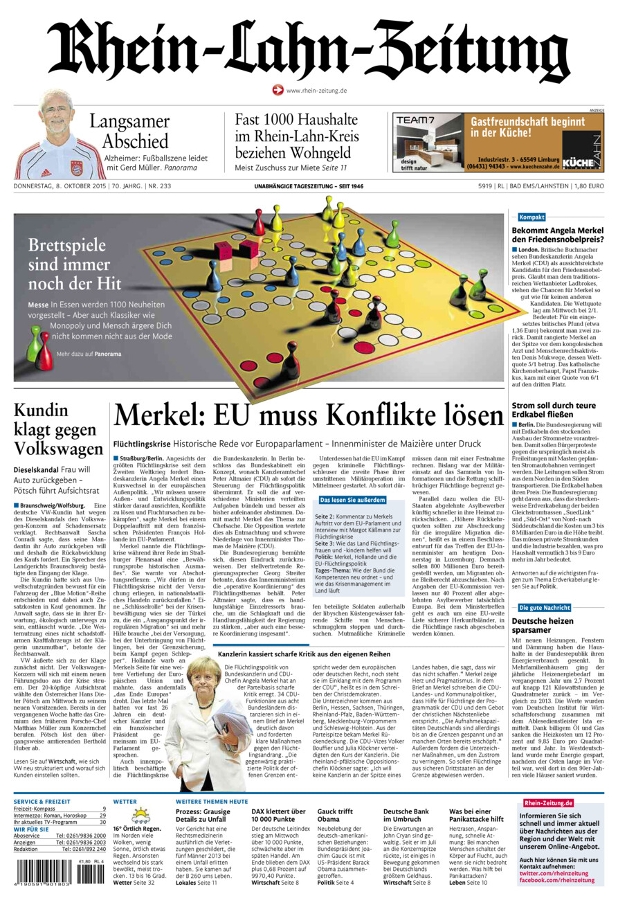Rhein-Lahn-Zeitung vom Donnerstag, 08.10.2015