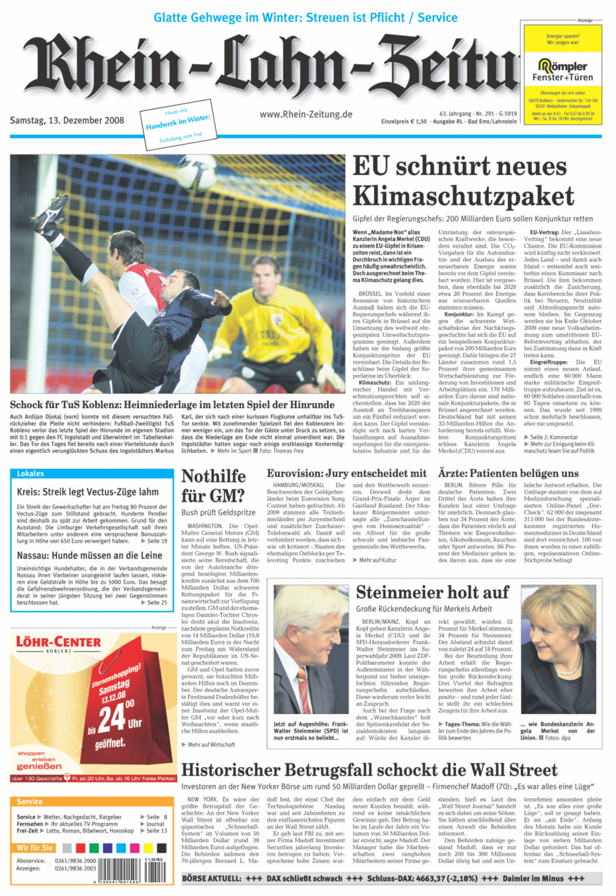 Rhein-Lahn-Zeitung vom Samstag, 13.12.2008