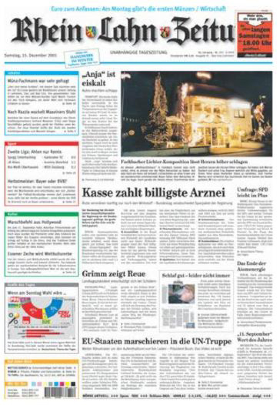 Rhein-Lahn-Zeitung vom Samstag, 15.12.2001