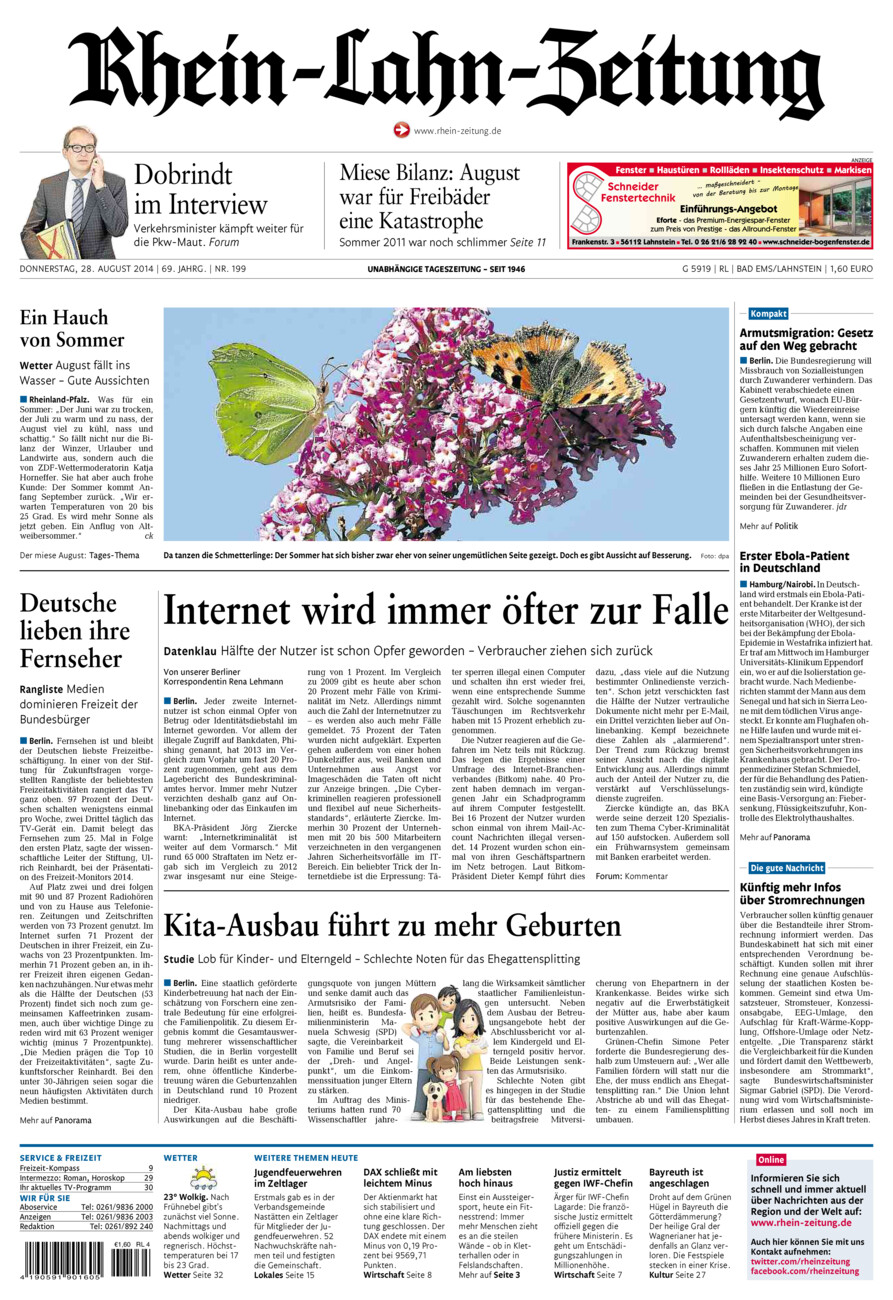 Rhein-Lahn-Zeitung vom Donnerstag, 28.08.2014