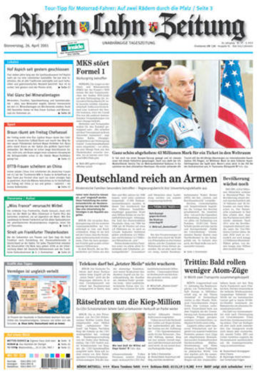 Rhein-Lahn-Zeitung vom Donnerstag, 26.04.2001