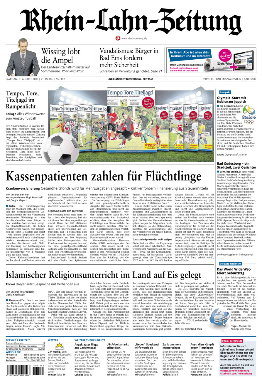 Rhein-Lahn-Zeitung vom Samstag, 06.08.2016