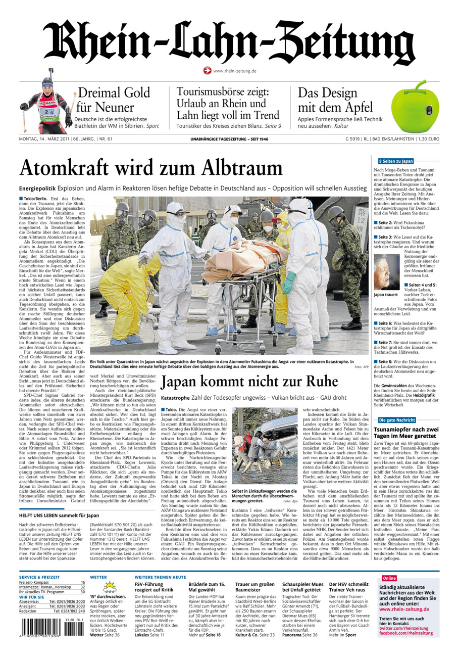 Rhein-Lahn-Zeitung vom Montag, 14.03.2011