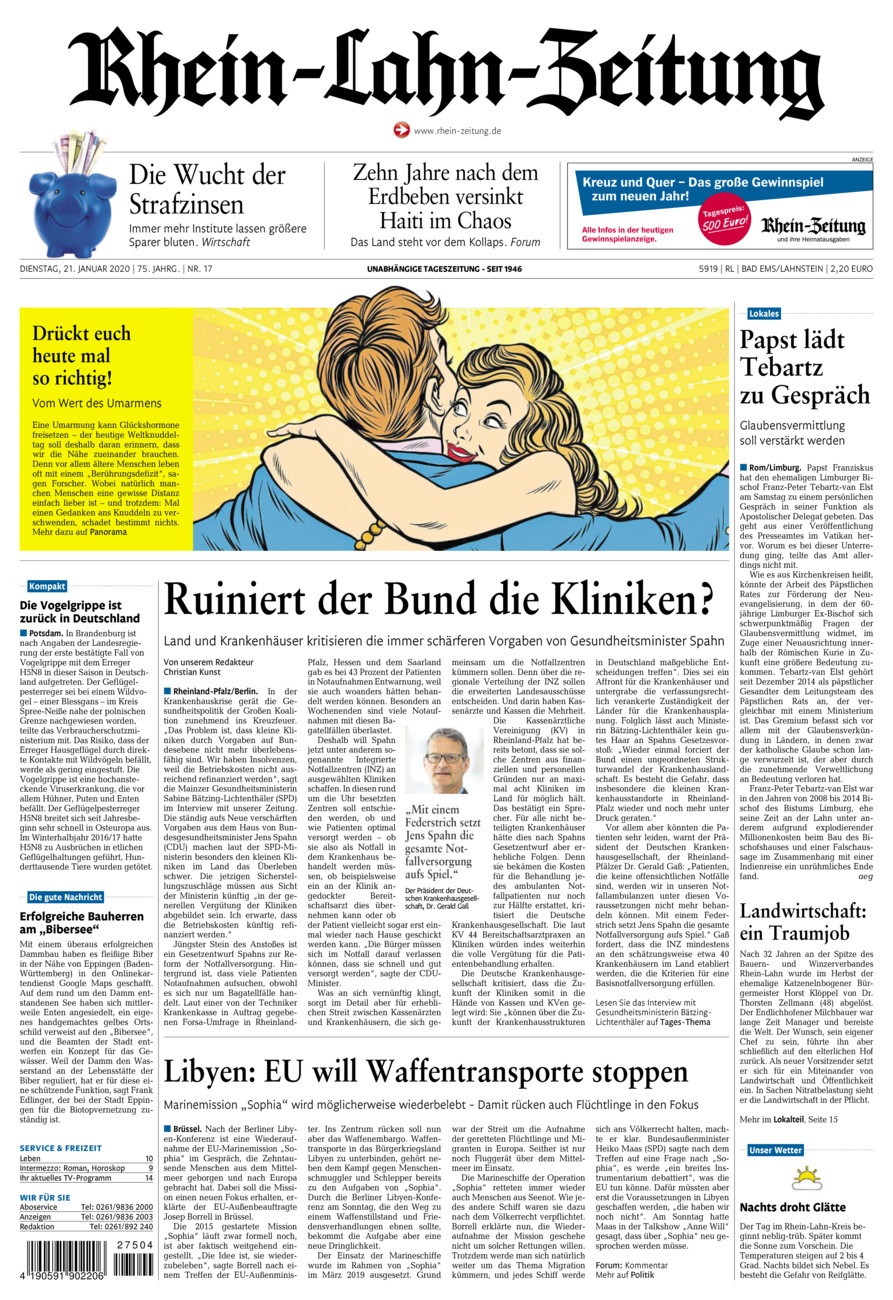 Rhein-Lahn-Zeitung vom Dienstag, 21.01.2020