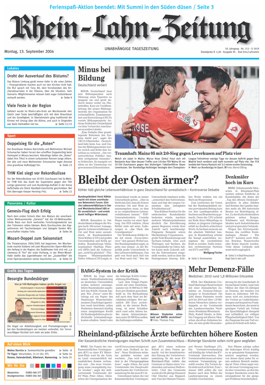 Rhein-Lahn-Zeitung vom Montag, 13.09.2004