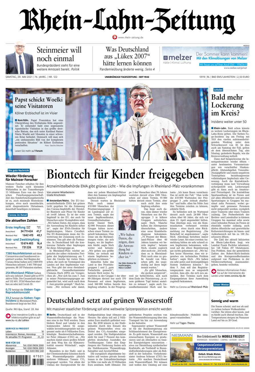 Rhein-Lahn-Zeitung vom Samstag, 29.05.2021