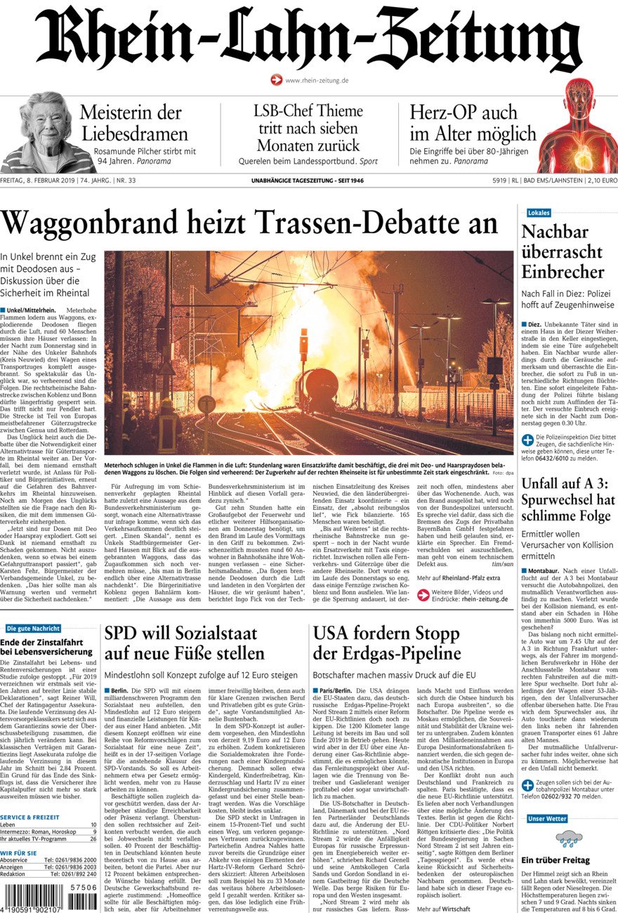Rhein-Lahn-Zeitung vom Freitag, 08.02.2019
