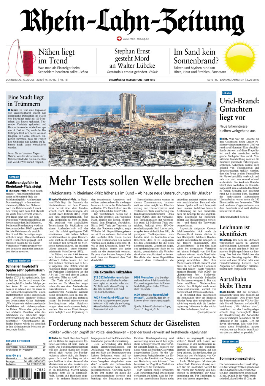 Rhein-Lahn-Zeitung vom Donnerstag, 06.08.2020