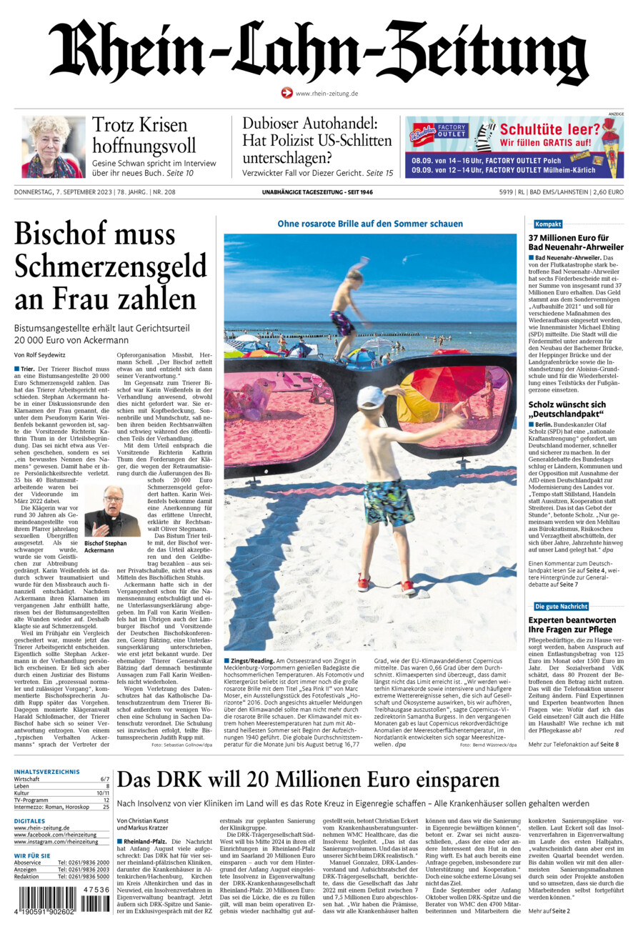 Rhein-Lahn-Zeitung vom Donnerstag, 07.09.2023