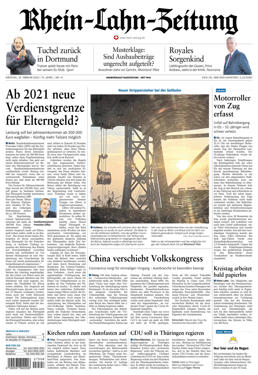 Rhein-Lahn-Zeitung vom Dienstag, 18.02.2020