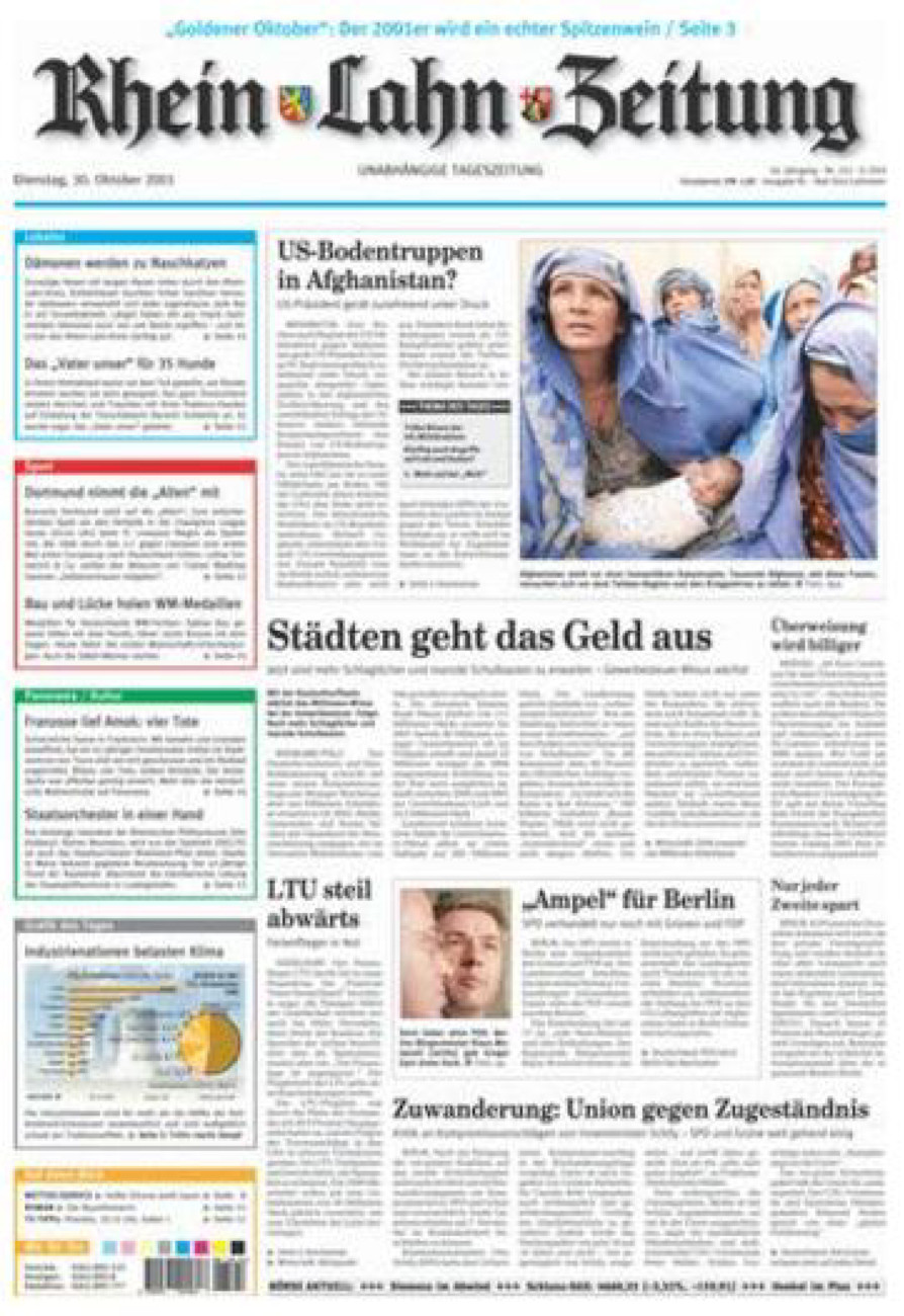 Rhein-Lahn-Zeitung vom Dienstag, 30.10.2001