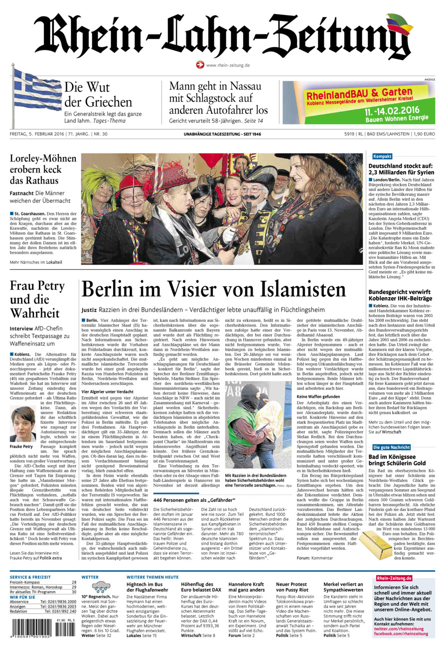 Rhein-Lahn-Zeitung vom Freitag, 05.02.2016