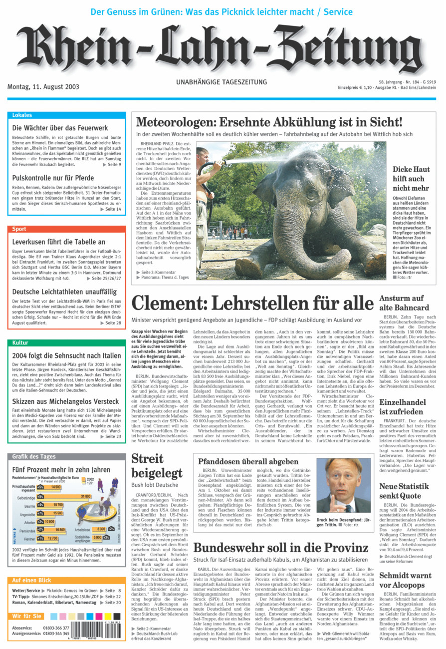 Rhein-Lahn-Zeitung vom Montag, 11.08.2003