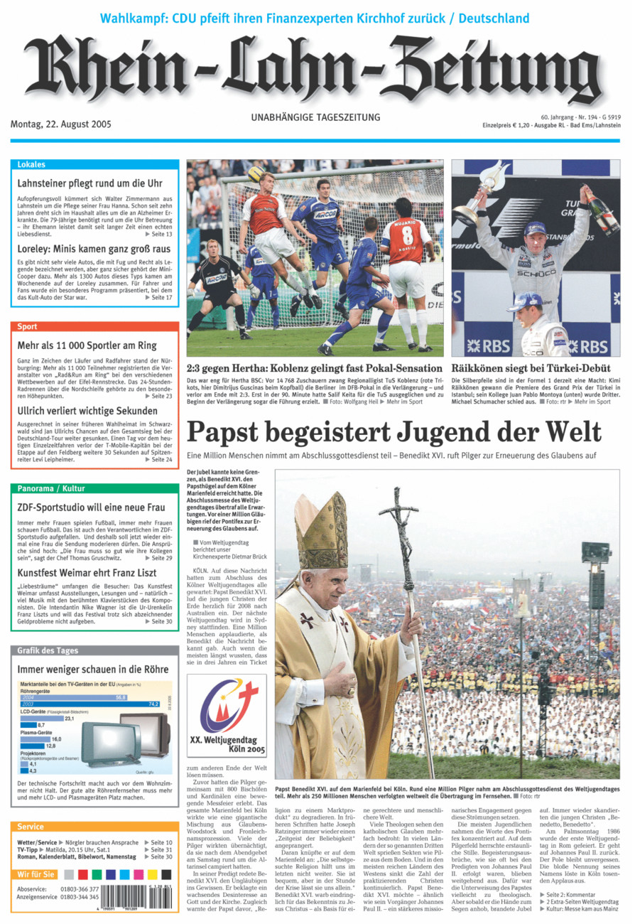 Rhein-Lahn-Zeitung vom Montag, 22.08.2005
