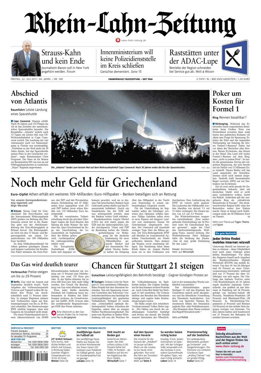 Rhein-Lahn-Zeitung vom Freitag, 22.07.2011