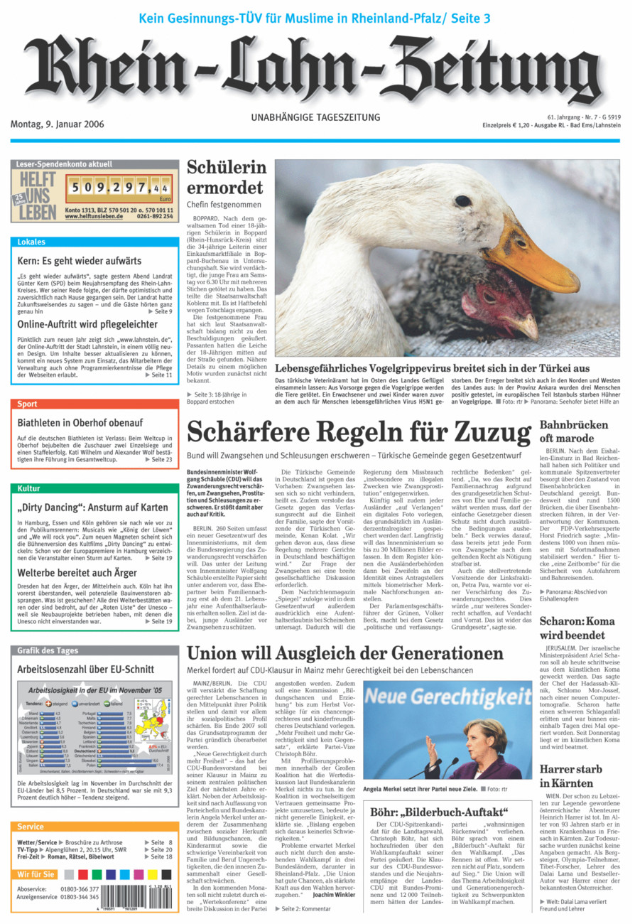 Rhein-Lahn-Zeitung vom Montag, 09.01.2006