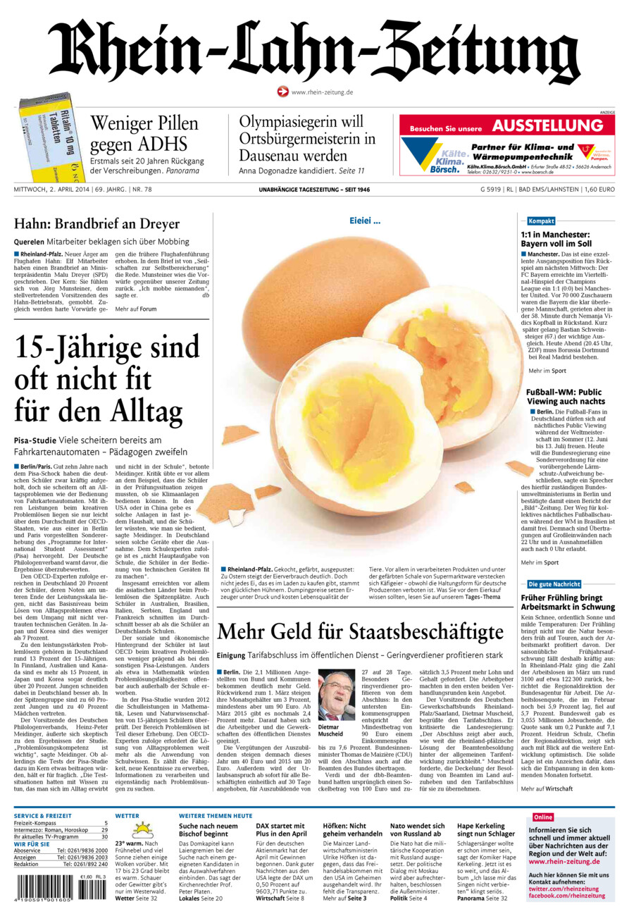 Rhein-Lahn-Zeitung vom Mittwoch, 02.04.2014