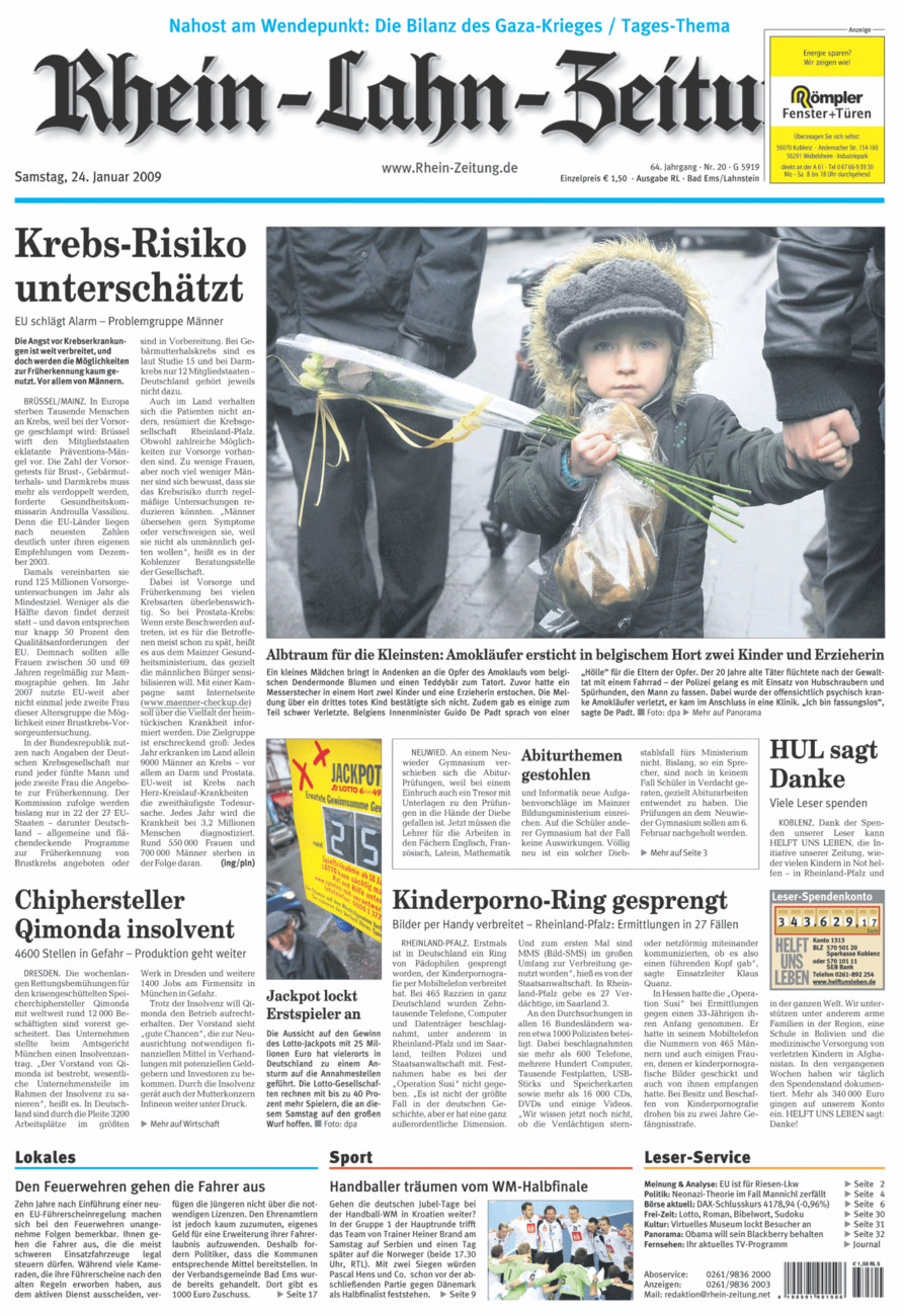 Rhein-Lahn-Zeitung vom Samstag, 24.01.2009