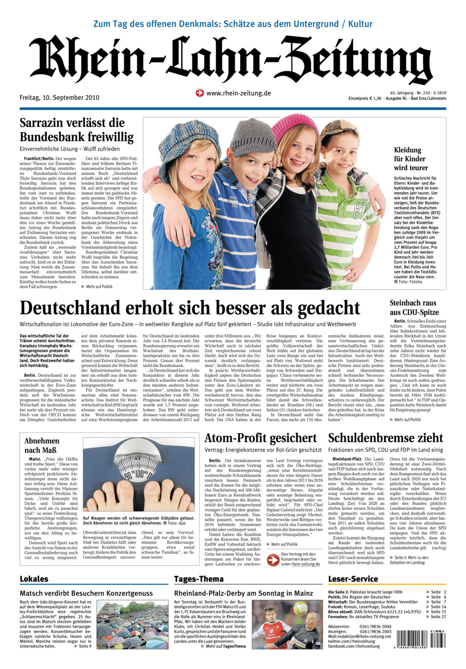 Rhein-Lahn-Zeitung vom Freitag, 10.09.2010