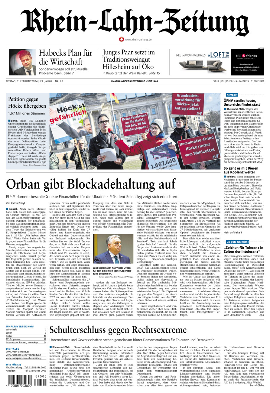 Rhein-Lahn-Zeitung vom Freitag, 02.02.2024