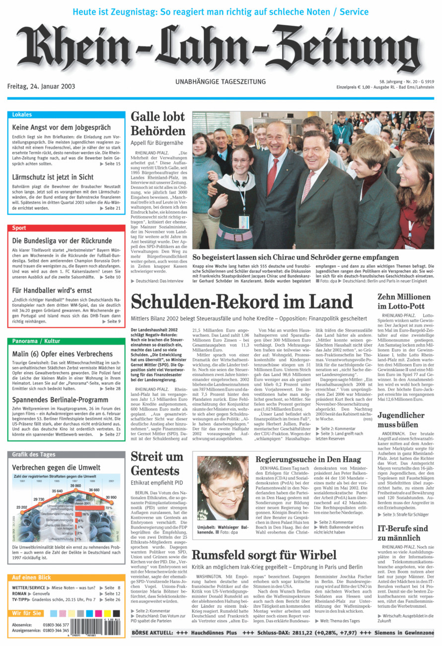 Rhein-Lahn-Zeitung vom Freitag, 24.01.2003