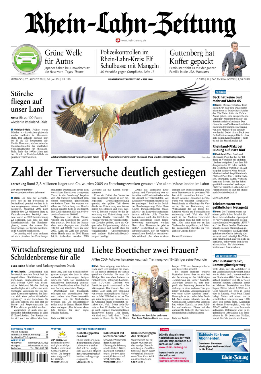 Rhein-Lahn-Zeitung vom Mittwoch, 17.08.2011