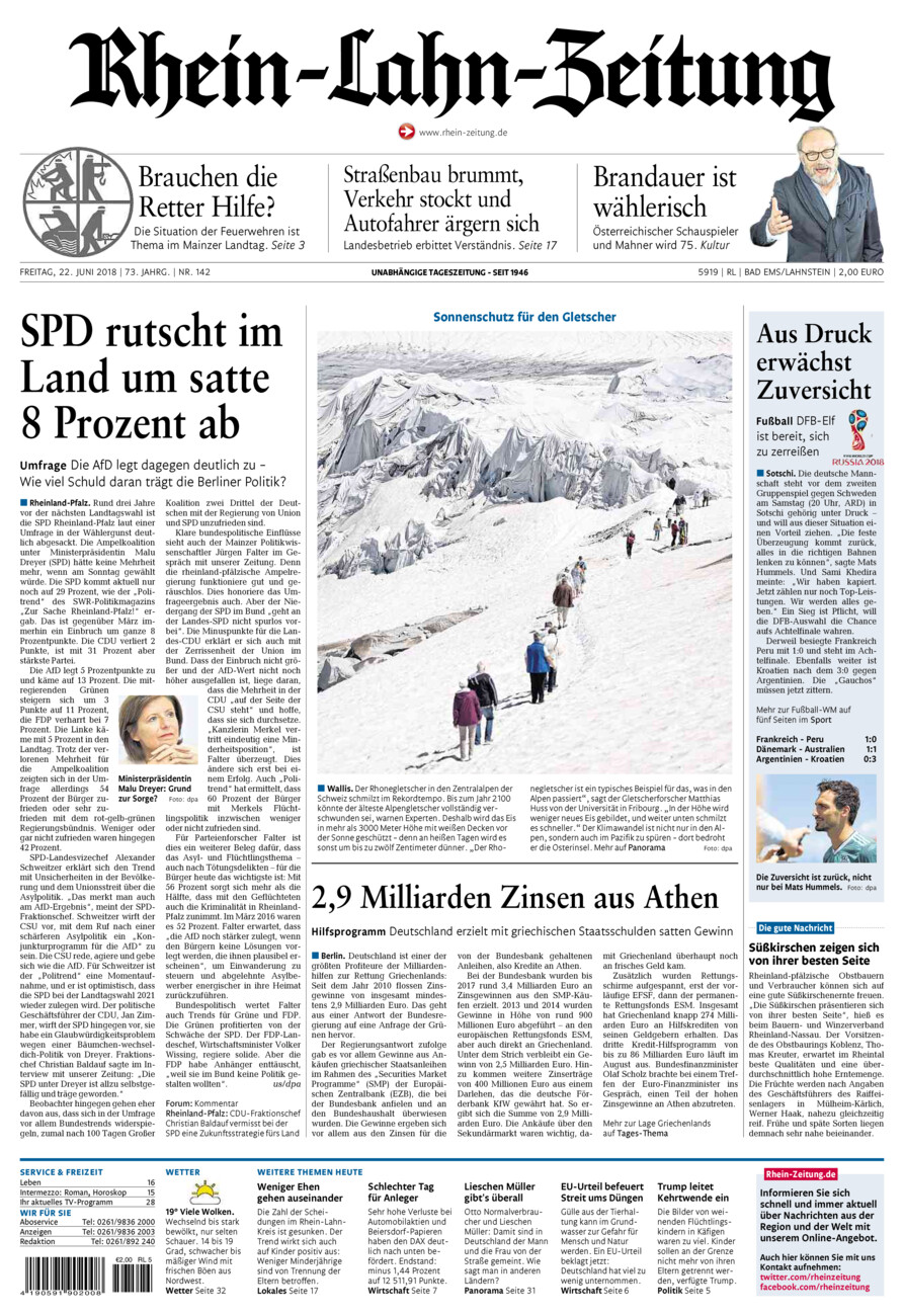 Rhein-Lahn-Zeitung vom Freitag, 22.06.2018