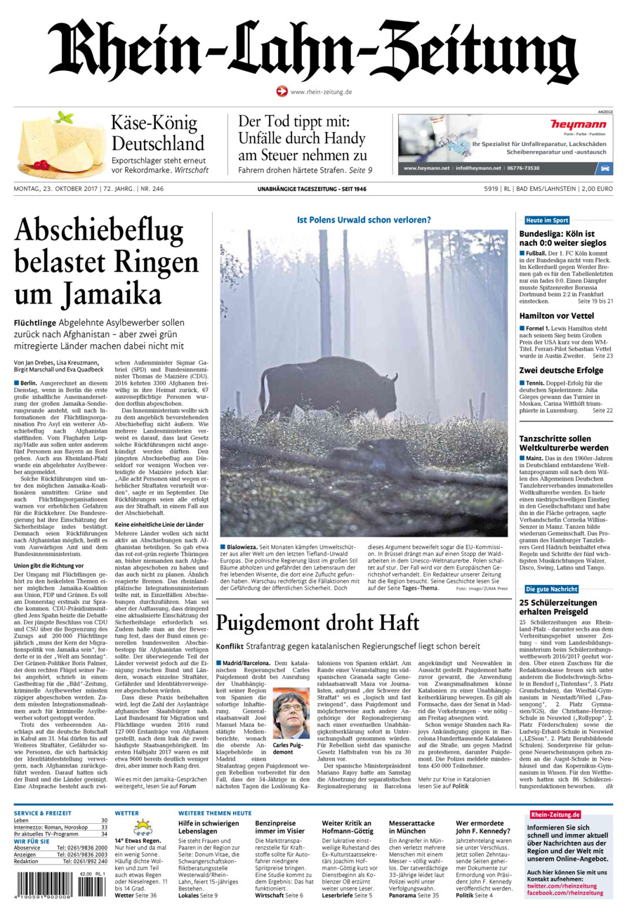 Rhein-Lahn-Zeitung vom Montag, 23.10.2017