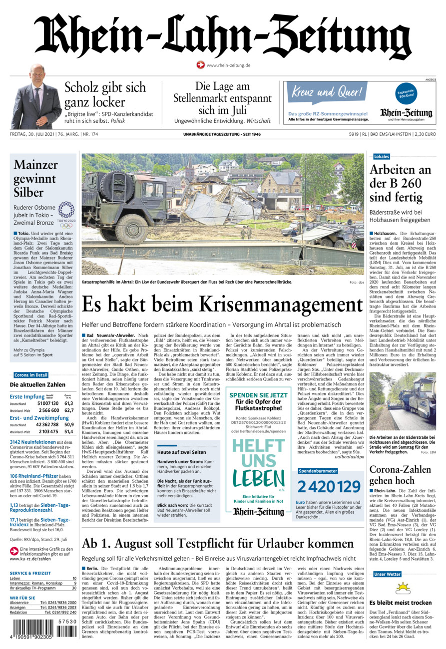 Rhein-Lahn-Zeitung vom Freitag, 30.07.2021