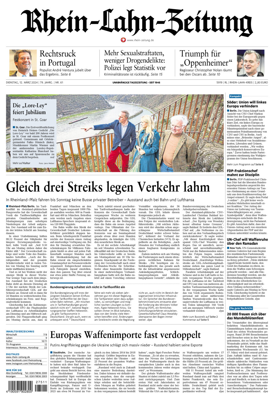 Rhein-Lahn-Zeitung vom Dienstag, 12.03.2024
