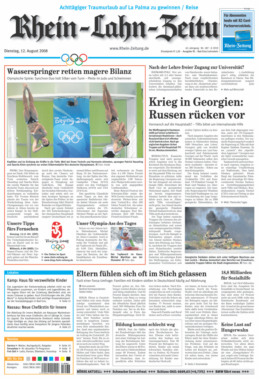 Rhein-Lahn-Zeitung vom Dienstag, 12.08.2008