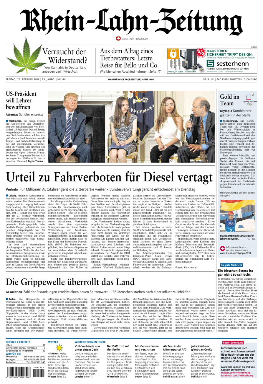 Rhein-Lahn-Zeitung vom Freitag, 23.02.2018