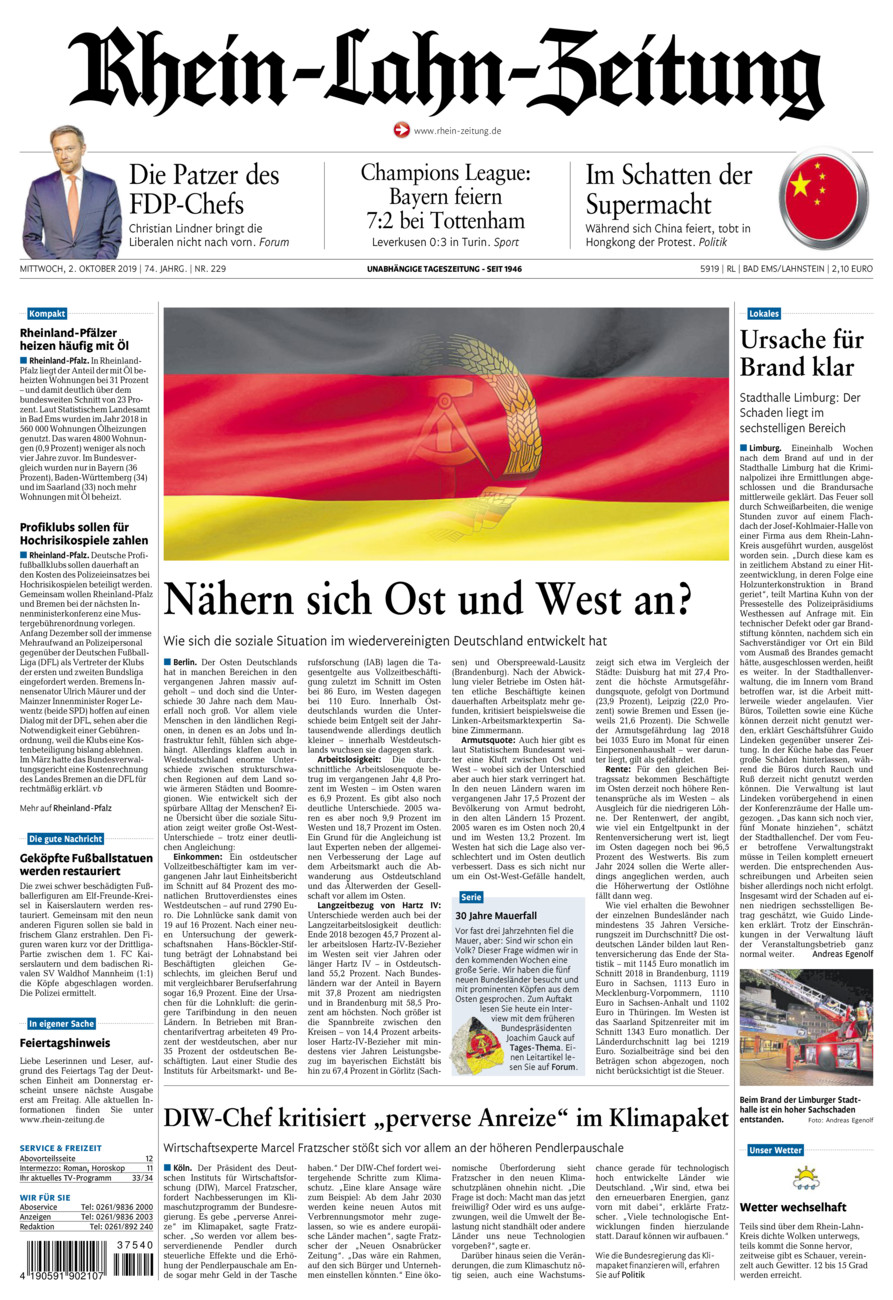 Rhein-Lahn-Zeitung vom Mittwoch, 02.10.2019