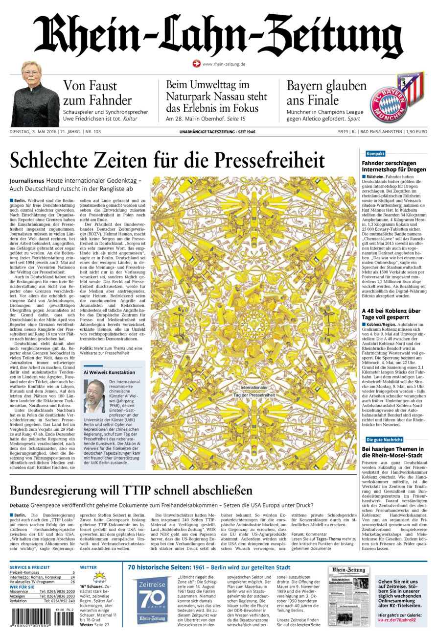 Rhein-Lahn-Zeitung vom Dienstag, 03.05.2016