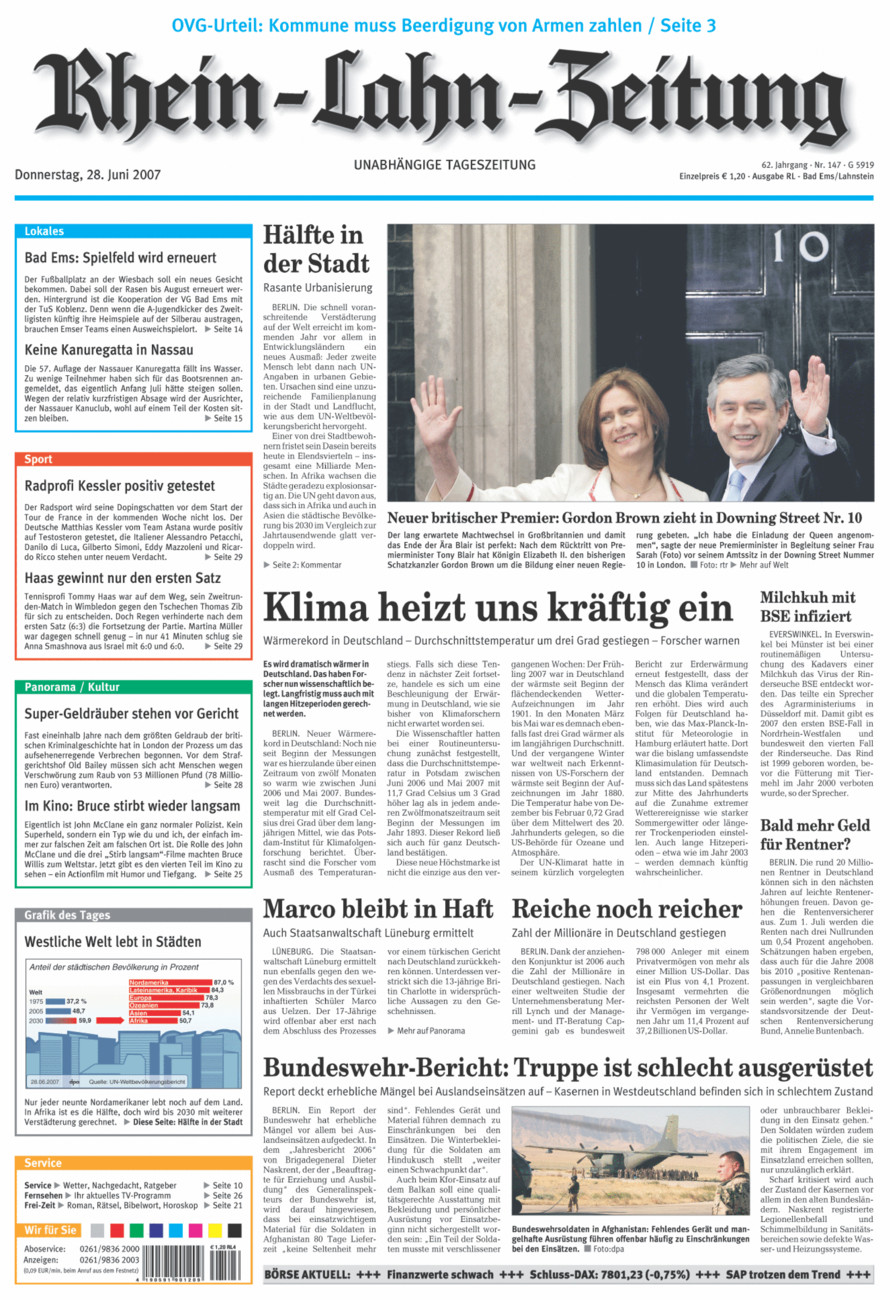Rhein-Lahn-Zeitung vom Donnerstag, 28.06.2007