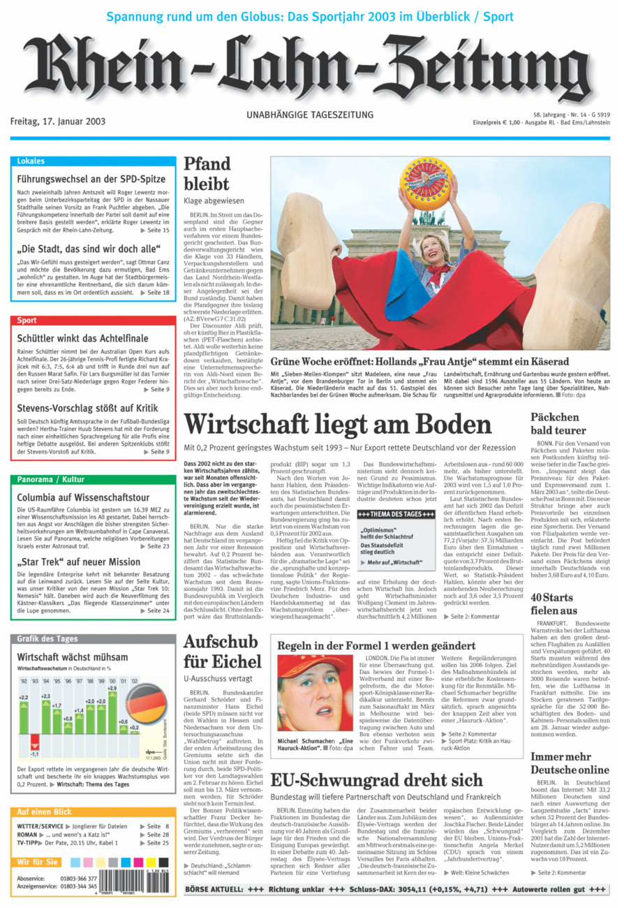 Rhein-Lahn-Zeitung vom Freitag, 17.01.2003