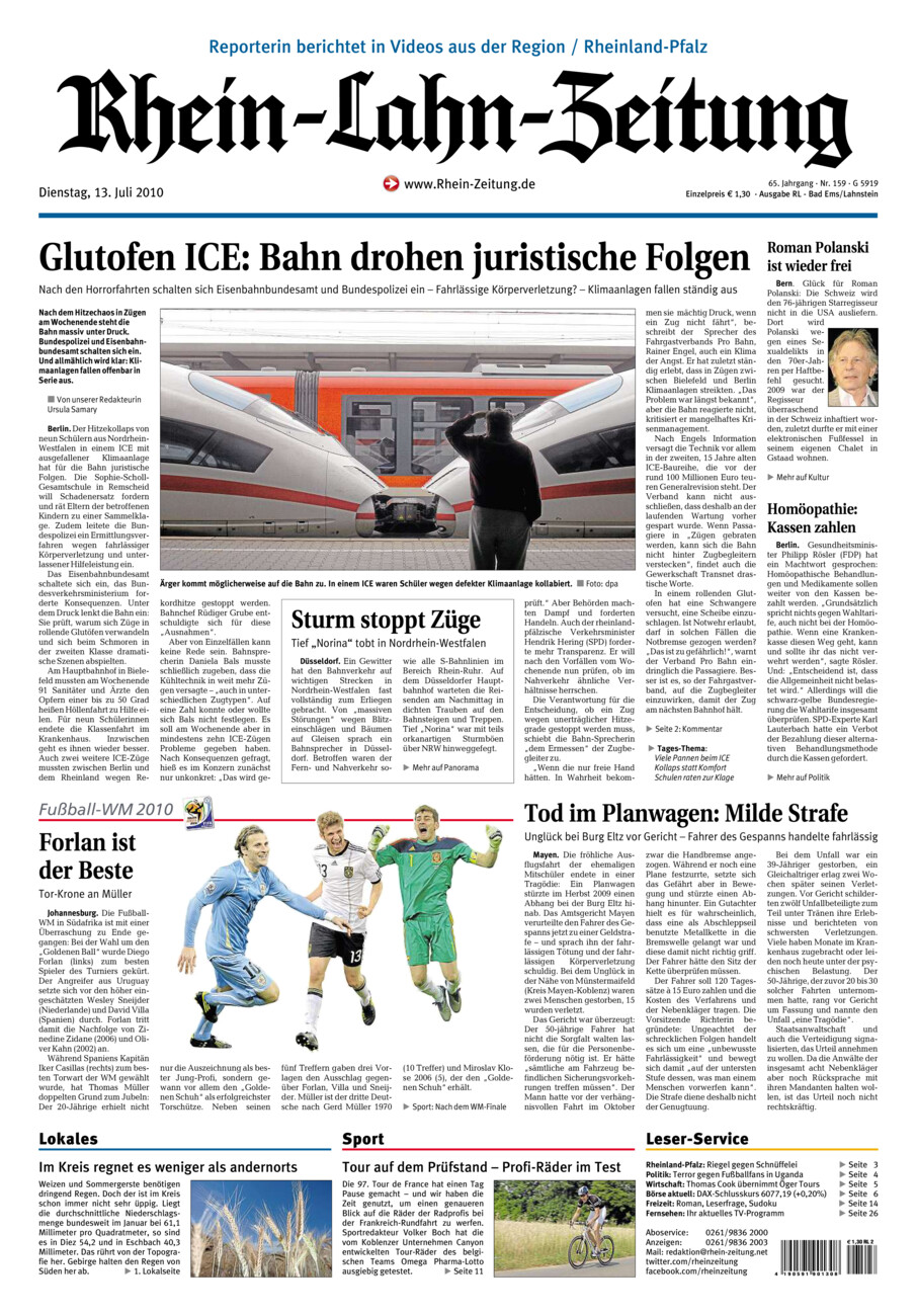 Rhein-Lahn-Zeitung vom Dienstag, 13.07.2010