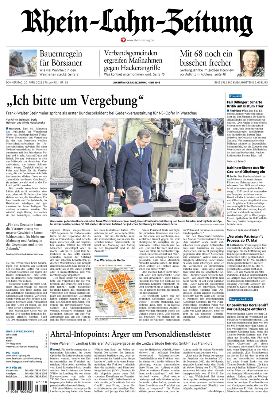 Rhein-Lahn-Zeitung vom Donnerstag, 20.04.2023