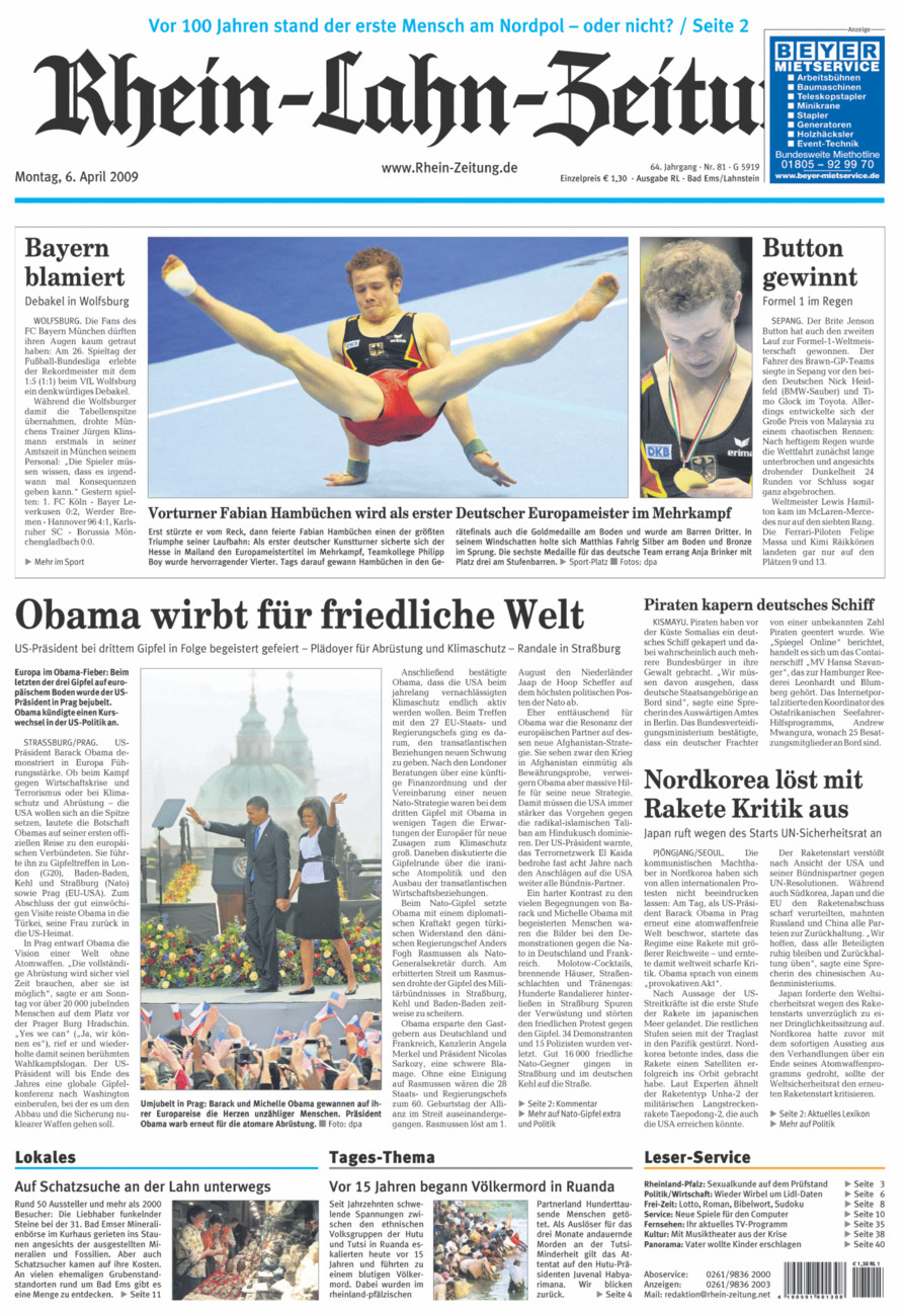 Rhein-Lahn-Zeitung vom Montag, 06.04.2009