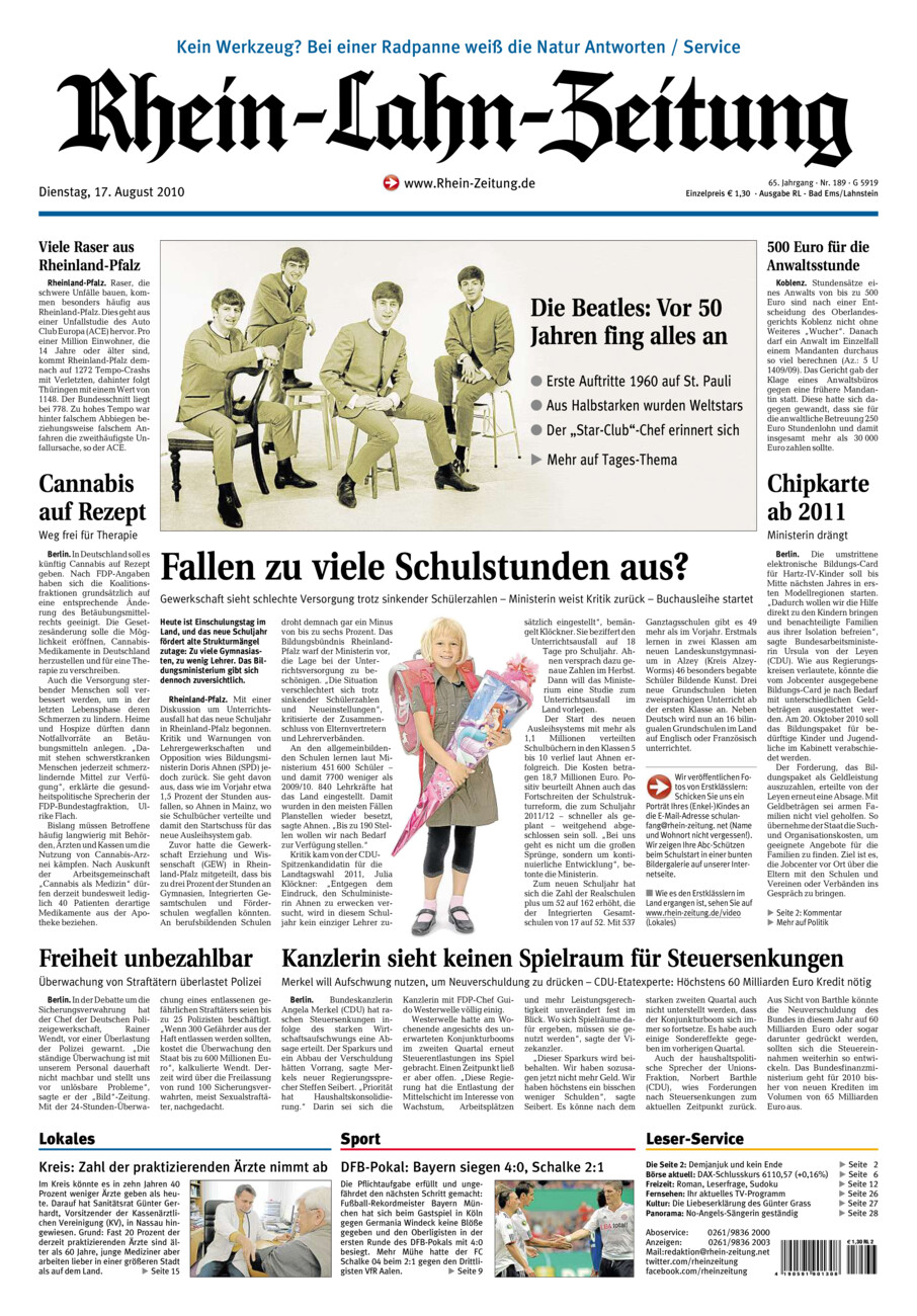 Rhein-Lahn-Zeitung vom Dienstag, 17.08.2010