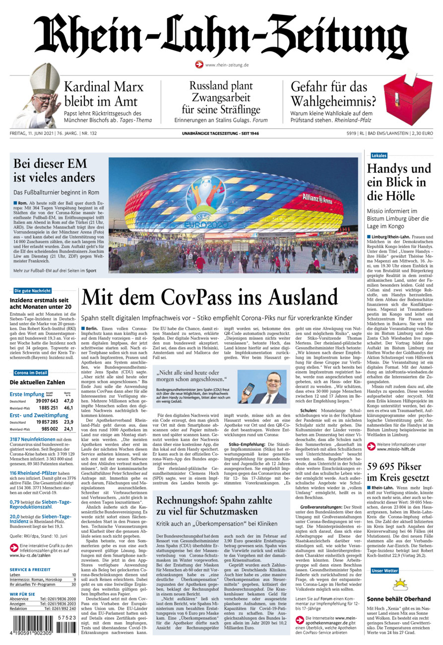 Rhein-Lahn-Zeitung vom Freitag, 11.06.2021