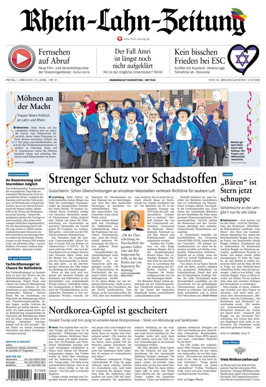 Rhein-Lahn-Zeitung vom Freitag, 01.03.2019