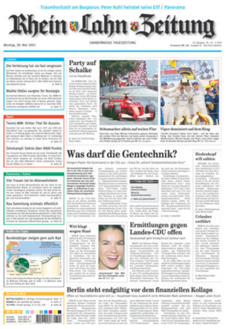 Rhein-Lahn-Zeitung vom Montag, 28.05.2001
