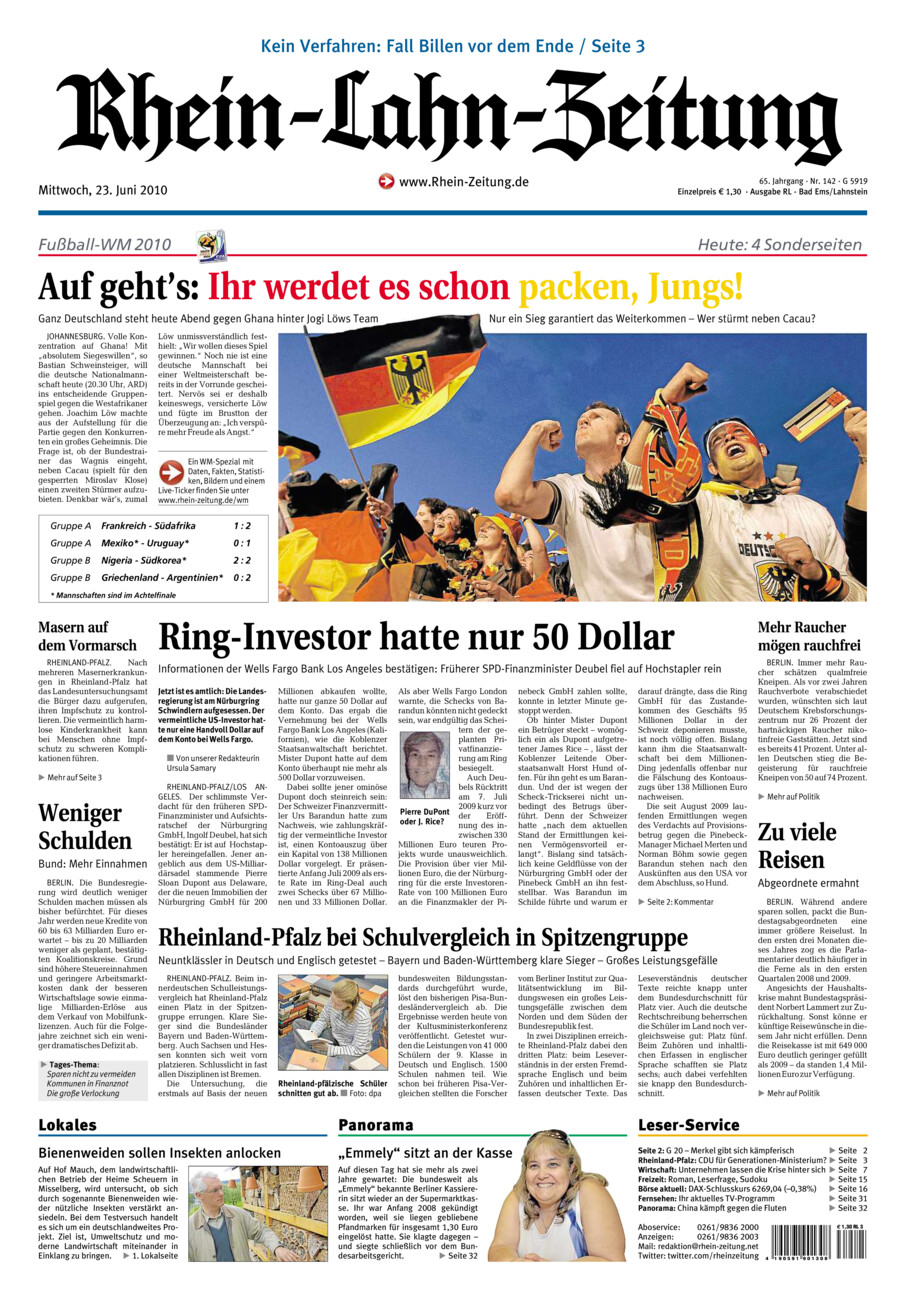 Rhein-Lahn-Zeitung vom Mittwoch, 23.06.2010
