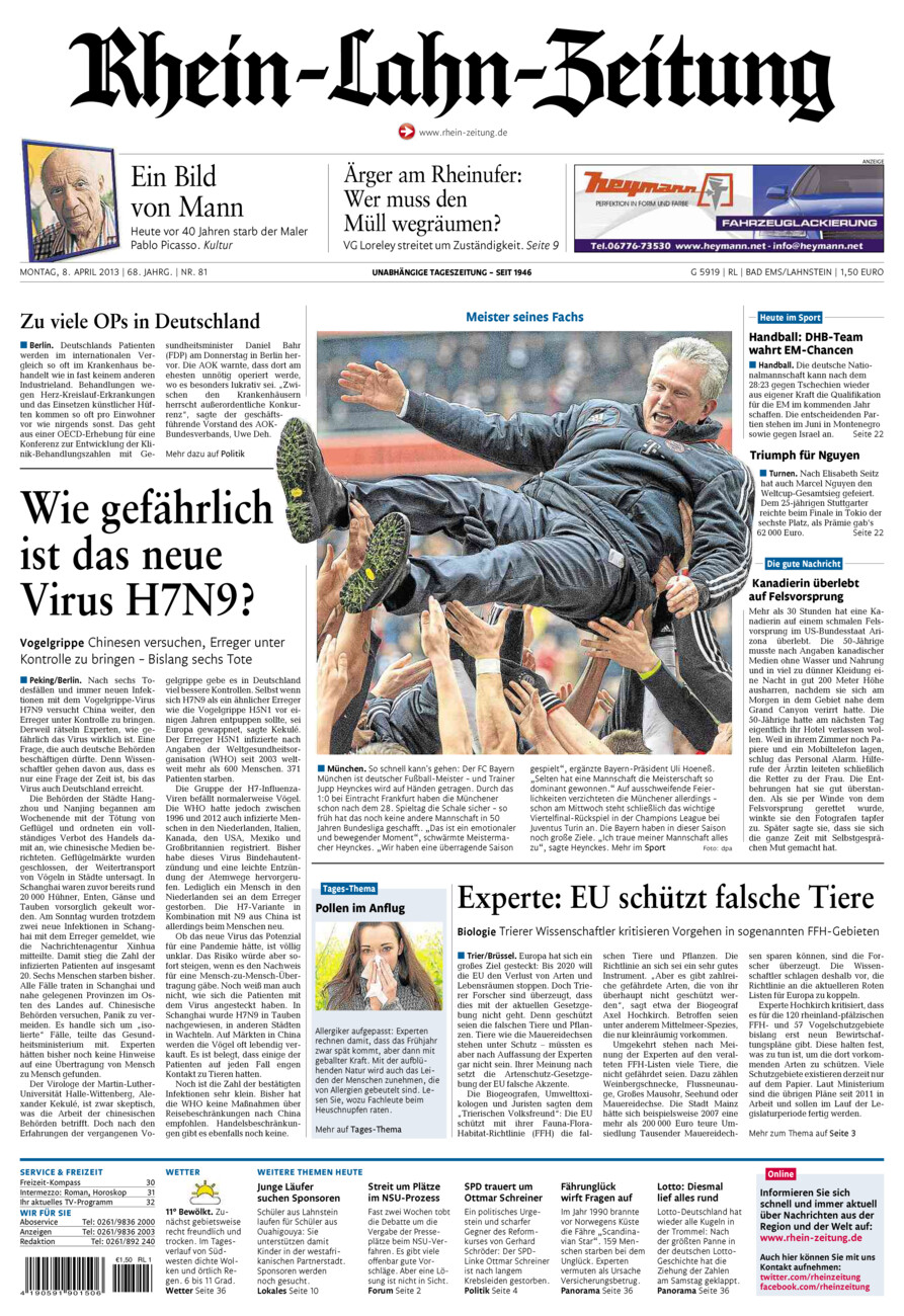 Rhein-Lahn-Zeitung vom Montag, 08.04.2013
