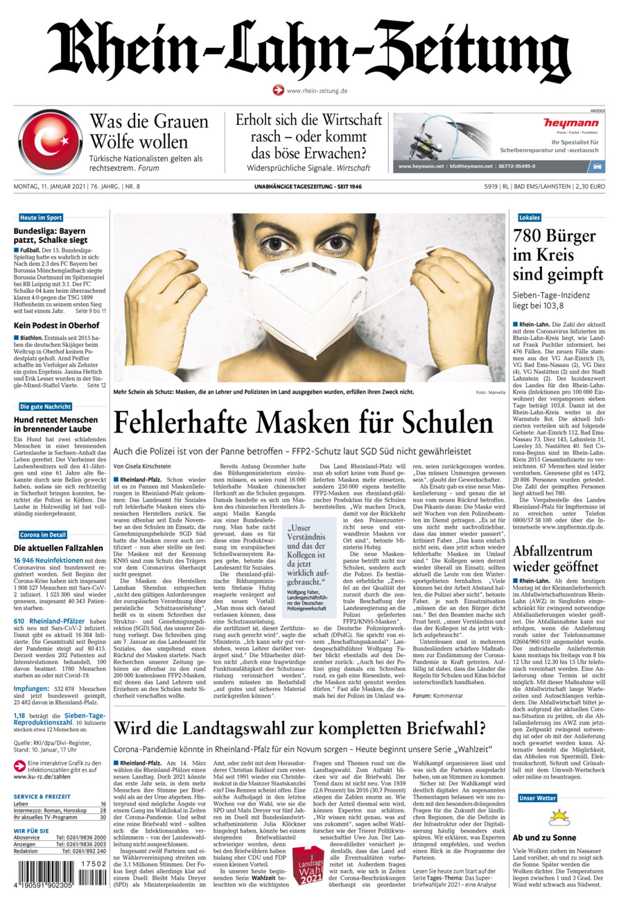 Rhein-Lahn-Zeitung vom Montag, 11.01.2021