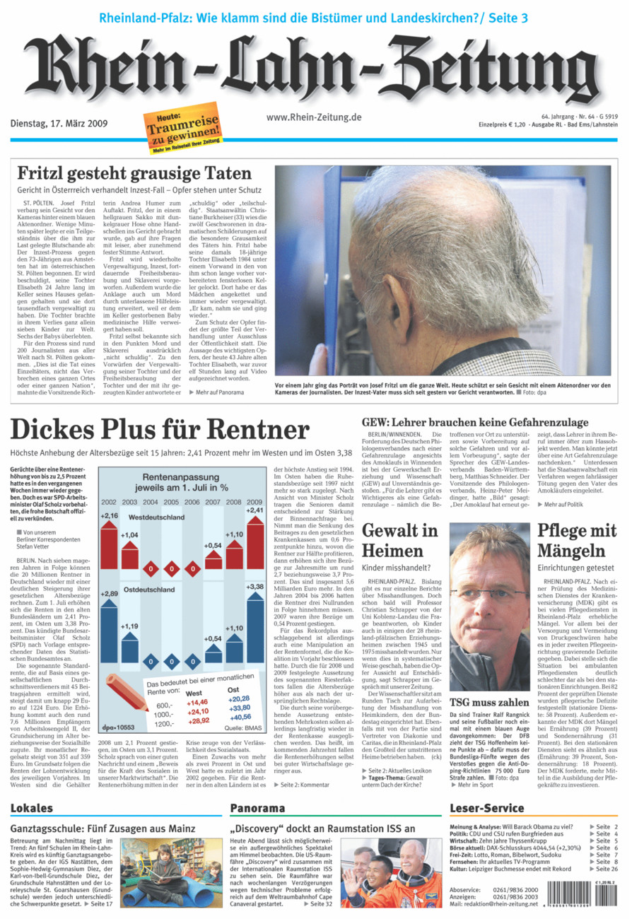 Rhein-Lahn-Zeitung vom Dienstag, 17.03.2009