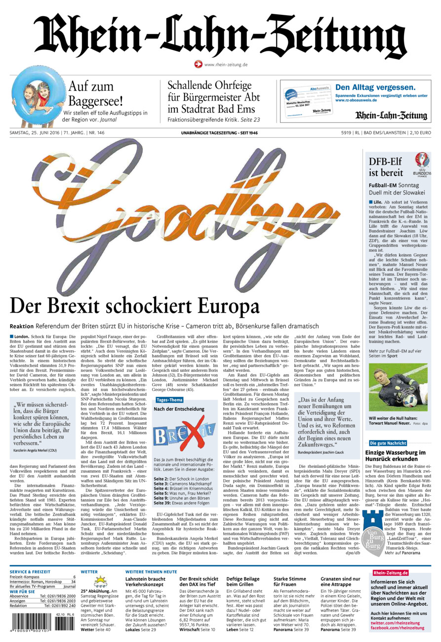 Rhein-Lahn-Zeitung vom Samstag, 25.06.2016